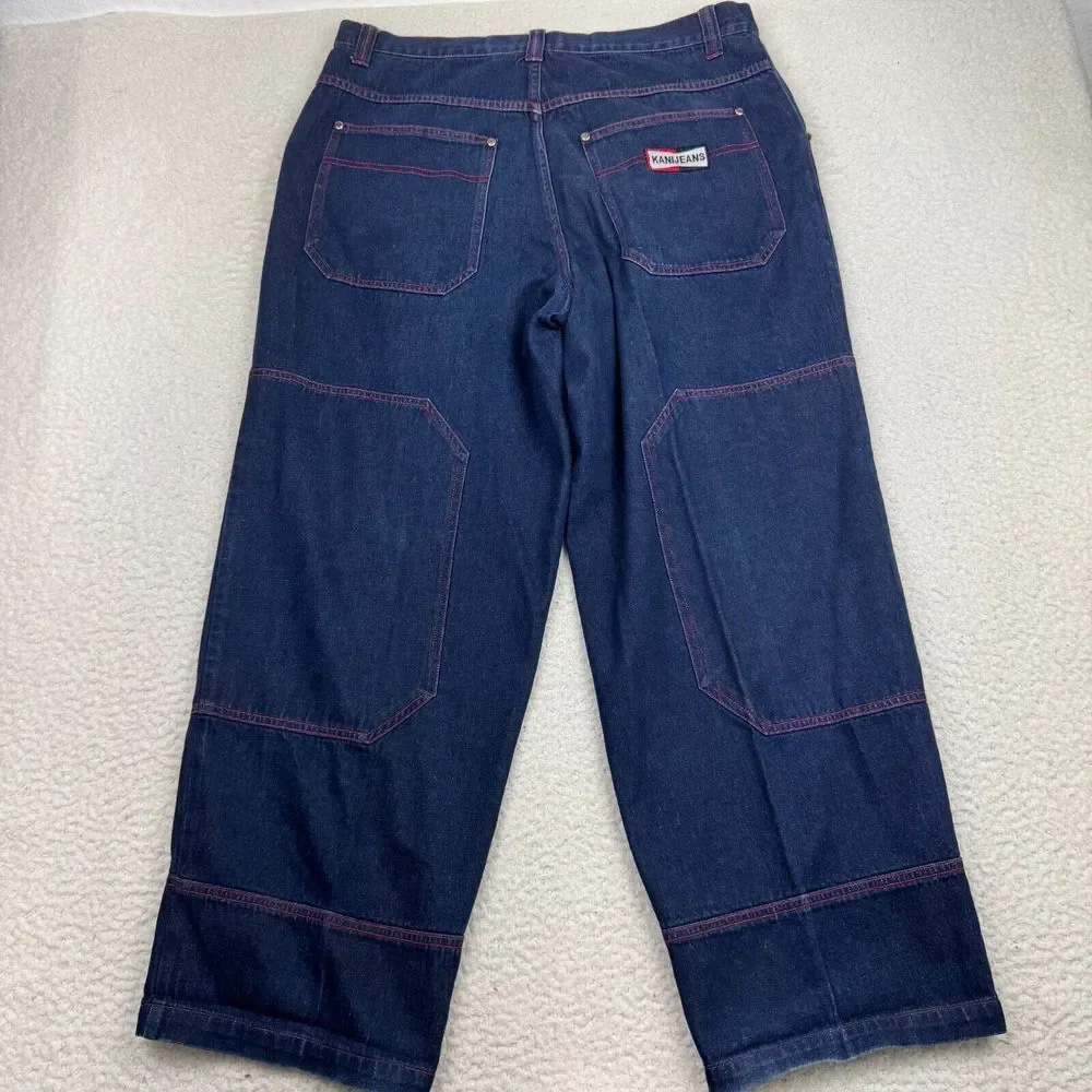 Vintage Karl Kani Wide-Leg Rave Jeans Men 36X30 Blue Skate‎ Baggy Hip Hop 90s